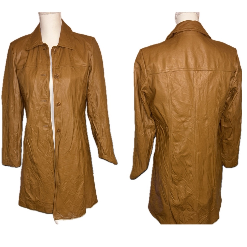 Korean leather long coat